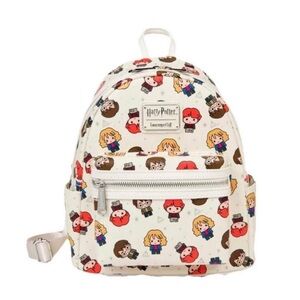 Loungefly Harry Potter Chibi Characters Wands Print Mini Backpack Bag New